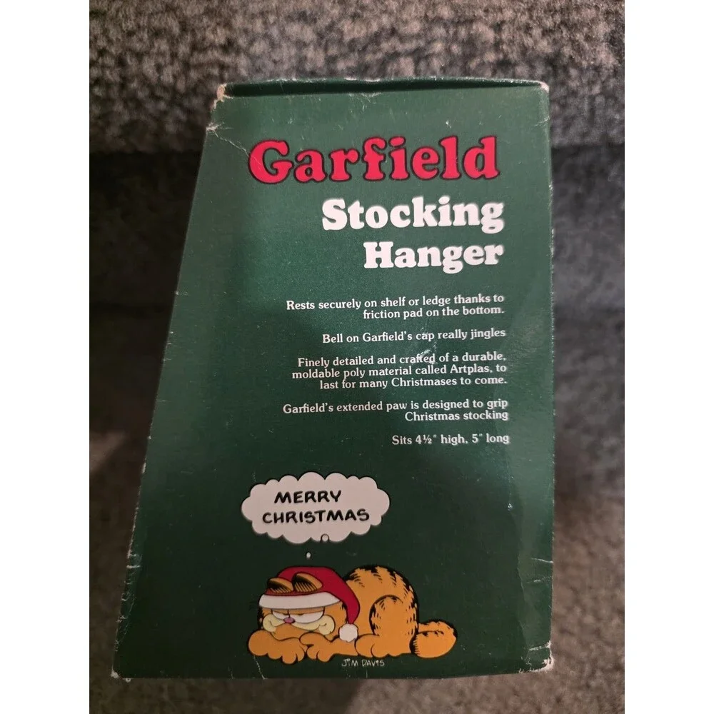 Vintage 1978 Santa Garfield Stocking Hanger Enesco Original Box Retro Christmas